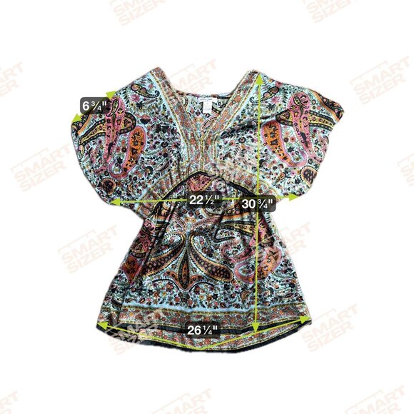 Ultra Pink Women 2X Floral Paisley Print V Neck Tunic Dress Empire Waist Y2K Vtg - Picture 2 of 6